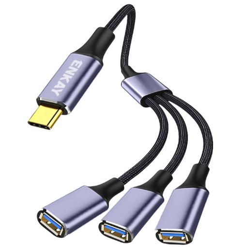 ENKAY ENK-CB171 Type-C to 3 USB 2.0 OTG Splitter, 0.5m Cord - 1