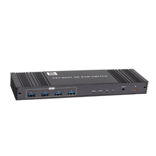 K10-2 USB 3.0 Dual DP 8K KVM Switch for 2 PCs/Monitors, US Plug - 1
