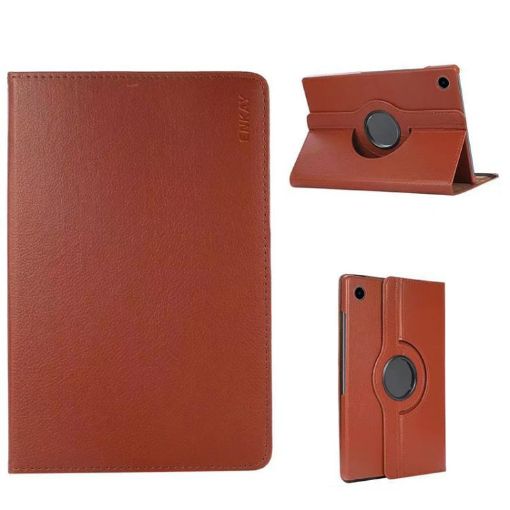 Brown ENKAY 360 Rotating Litchi Leather Case for Galaxy Tab A9 8.7 - 1