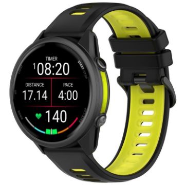 Garmin Forerunner 970 Two-Color Silicone Watch Band (Black+Lime) - 1