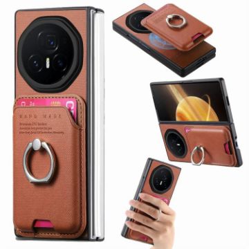 For Honor Magic V3 Twill Fabric Magnetic Phone Case (Brown) - 1
