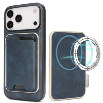 iPhone 17 Pro Kalebol Slim MagSafe Leather Phone Case (Blue) - 1