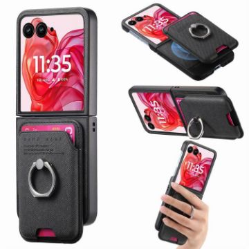 Moto Razr 50 Ultra Twill Fabric Card Bag Ring Case (Black) - 1