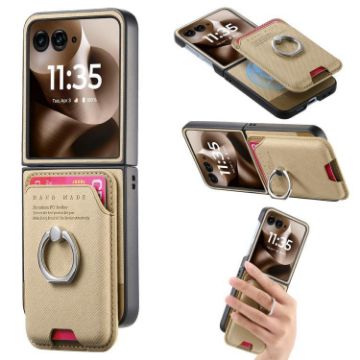 Moto Razr 60 Ultra Twill Card Bag Magnetic Case (Khaki) - 1