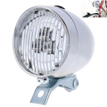 LED Retro Bicycle Headlight: Night Riding Safety Warning (Silver) - 1