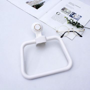 White Multifunctional Toilet Suction Cup Towel Ring Rack - 1