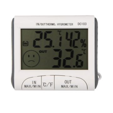 White LCD Digital Thermometer Hygrometer with Wired Sensor - 1