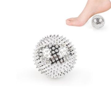 Magnetic Massage Ball Pair - Muscle, Finger, Plantar Relief, 4.7cm Silver - 1
