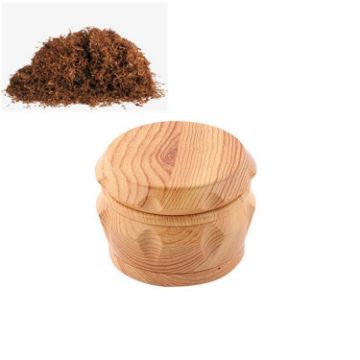 Yellow Wood Drum Smoke Grinder Tobacco Spice Crusher, Size S - 1