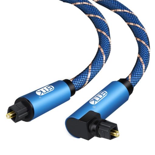 EMK 1.5m Blue 90 Swivel Nylon Optical Audio Cable - 1
