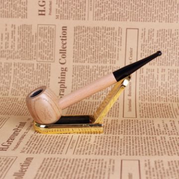 Solid Wood Tobacco Pipe with Smoke Filter and Mouthpiece Holder - 1