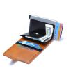 Brown PU Aluminum Alloy RFID Shielding Anti-Theft Card Case Wallet - 5