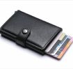 Wine Red PU Aluminum Card Case RFID Shielding Anti-Theft Wallet - 4