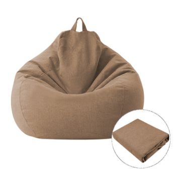 Brown Lazy Sofa Bean Bag Chair Cover, 70x80cm Fabric - 1