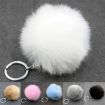 Brown Fur Ball Pompon Keychain - Rabbit Fur Key Ring for Women - 3