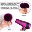 Magenta Fake Rabbit Fur Pom Ball Keychain - 3