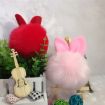 Magenta Fake Rabbit Fur Pom Ball Keychain - 5