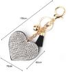 Dark Blue Heart Keychain Leather Tassel Gold Key Holder Gift - 2