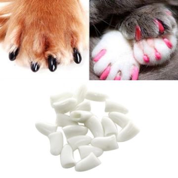 20 PCS White Silicone Cat Nail Caps, Size S - Soft Pet Claw Protectors - 1