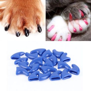20 PCS Blue Silicone Cat Nail Caps, Small Size, Soft Claw Protectors - 1