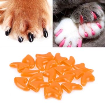 Silicone Cat Nail Caps - 20 PCS, Soft, Size S, Orange - 1