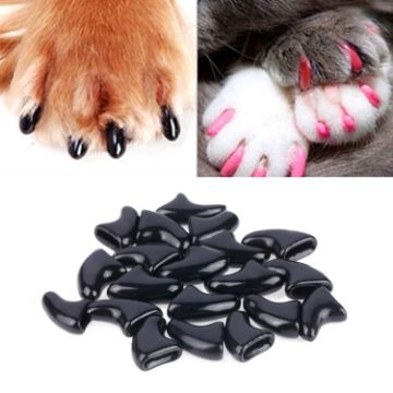 Black M 20 PCS Silicone Soft Cat Nail Caps/Pet Nail Protectors - 1