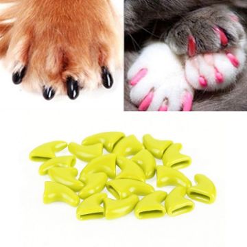 20 PCS Yellow M Silicone Cat Nail Caps Claw Cover Protector - 1