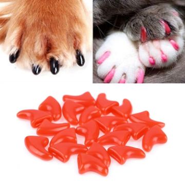 Cat Nail Caps - 20 PCS Silicone Soft Claw Covers, Size L (Red) - 1