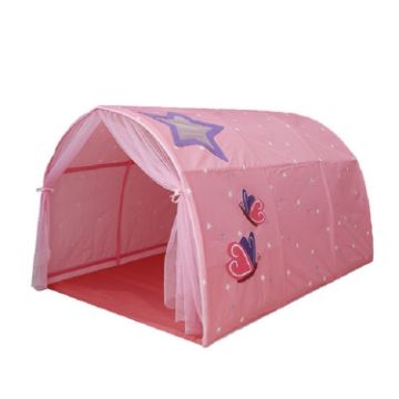Pink Children's Crawl Tunnel Bed Tent with Mosquito Net - 1