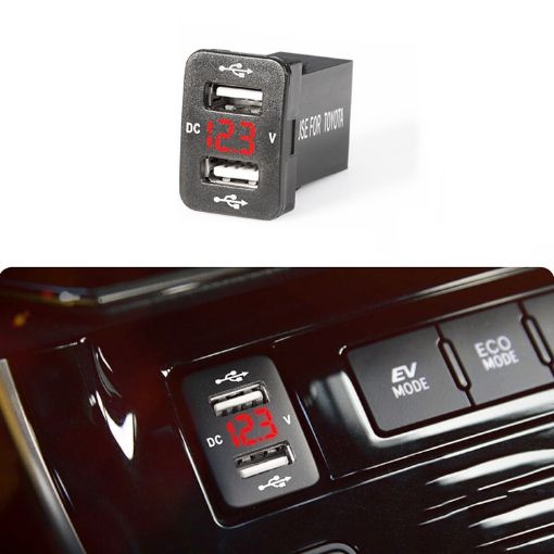 Original Hole Dual USB Car Charger for Toyota (FTWU Red Light) - 1