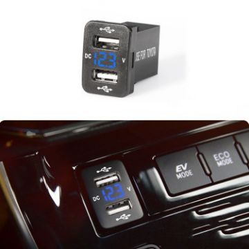 Original Hole Dual USB Car Charger for Toyota (FTWU Blue Light) - 1