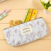 Floral Canvas Zipper Pencil Case - Flower Tree Design (Light Blue) - 6