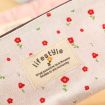 Floral Canvas Zipper Pencil Case - Coffee Flower Design - 5