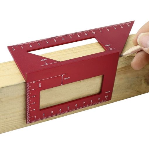 Red Aluminum Woodworking T-Square Multi-Function Marking Gauge - 1