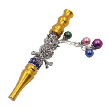 Diamond Pendant Metal Pipe Hookah Nozzle (Owl) - 1
