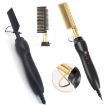Electric Multifunctional Comb: Curl & Straighten, UK Plug, Golden - 3