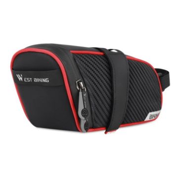 WEST BIKING Waterproof Bicycle Saddle Bag  Small (Black Red) - 1
