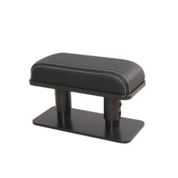 Left Hand Elbow Tray Universal Armrest Box in Black+White Leather - 1