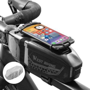 WEST BIKING Waterproof Bike Top Tube Bag - Black - 1