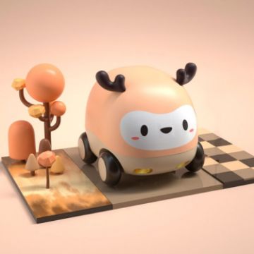 Pet Pull Back Car Toy - Deer Design Cartoon Mini Puzzle for Kids - 1