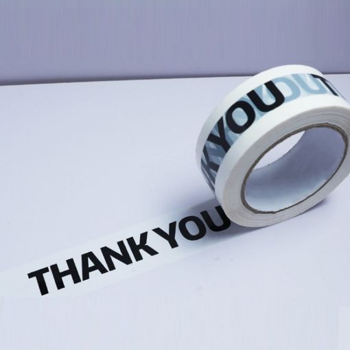 Express Thank You Sealing Tape - White Bottom, Black Text - 1