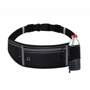 MF-008 Waterproof Fitness Waist Bag with Water Bottle Pocket (Black) - 1