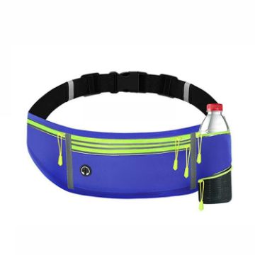 Waterproof Blue Waist Bag with Phone Pocket & Bottle Holder - 1