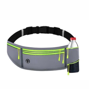 Outdoor Sports Waist Bag with Phone Pocket & Water Bottle, Gray - 1