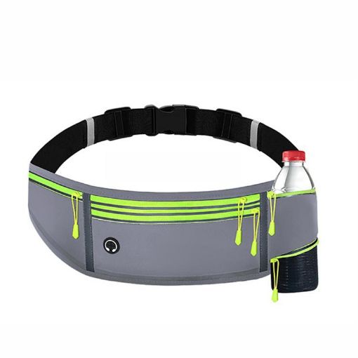 Outdoor Sports Waist Bag with Phone Pocket & Water Bottle, Gray - 1