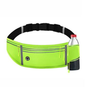 Waterproof Fluorescent Green Waist Bag with Bottle Pocket - 1