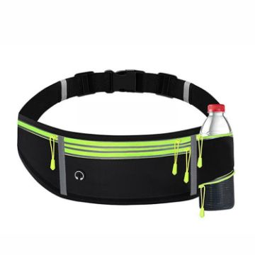 Waterproof Waist Bag with Phone Pocket & Bottle Holder - Black Green - 1