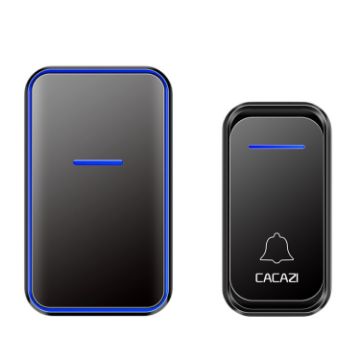 CACAZI Wireless Doorbell & Elderly Pager, UK Plug (Black) - 1