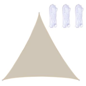 Outdoor Sunshade Sail Canopy, 3.6m Triangle, Waterproof, Anti-UV, Beige - 1