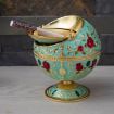 Silver Castle Metal Globe Ashtray with Lid - Tea Table Decoration Gift - 4